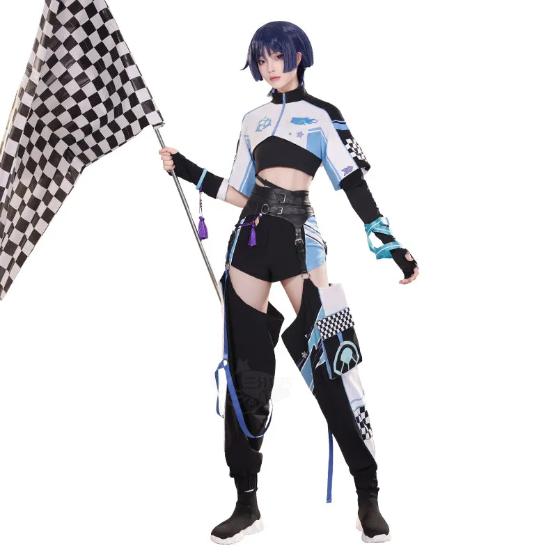 DokiDoki-SR Game Genshin Impact Cosplay Wanderer Doujin Racer Costume Scaramouche Racing Outfit