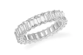 Eternity Ring 3.19 cts Emerald Cut Diamonds & Platinum Size 4 1/2