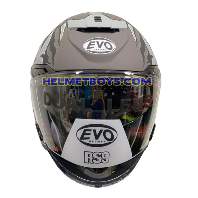 EVO RS9 Motorcycle Sunvisor Helmet FIRE FLAME MATT GREY SILVER