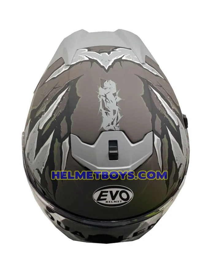 EVO RS9 Motorcycle Sunvisor Helmet FIRE FLAME MATT GREY SILVER