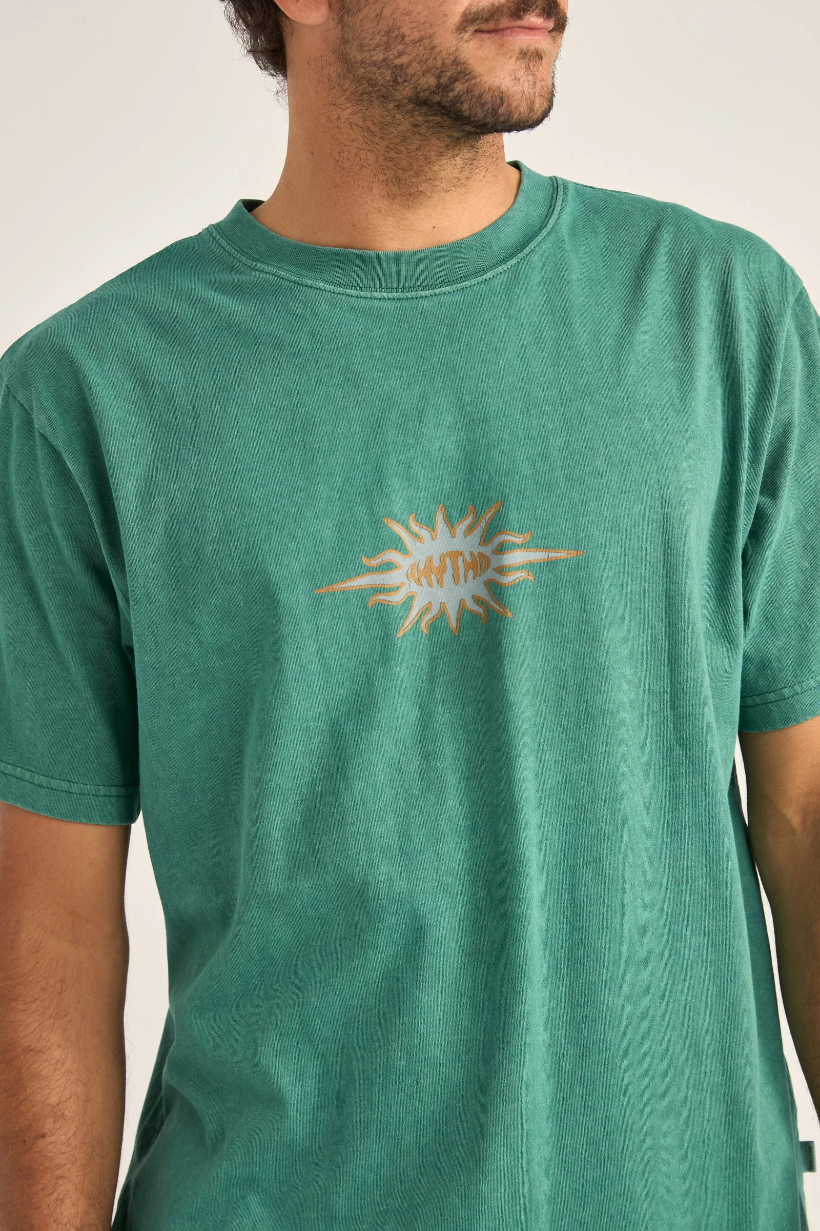 Flame Printed Vintage Ss T Shirt Green