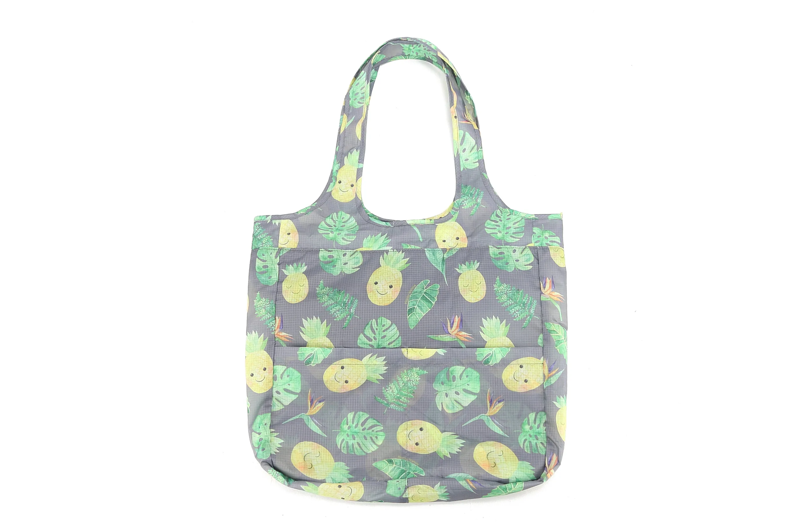 Foldable Bag Jacqueline Pineapple Monstera Grey