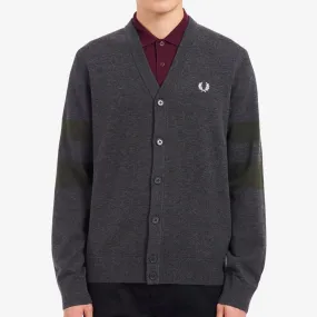 Fred Perry Tipped Sleeve Cardigan Grey