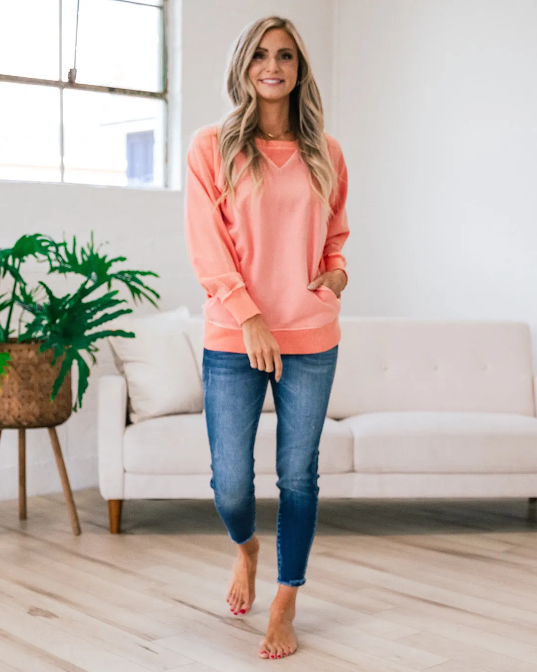 Girlfriend Crewneck Sweatshirt - Coral