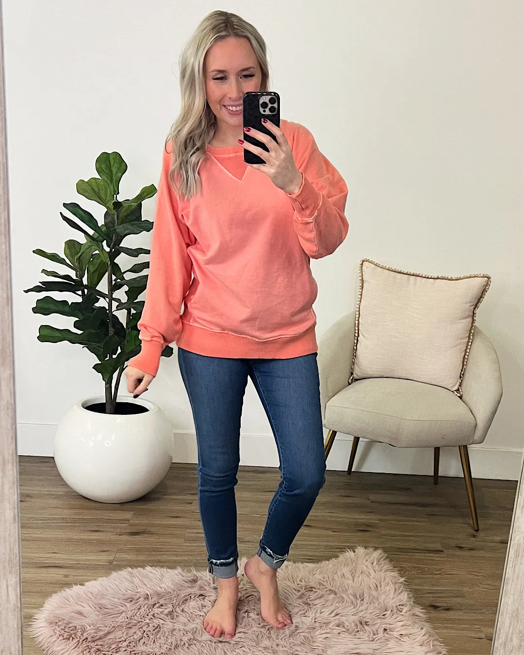 Girlfriend Crewneck Sweatshirt - Coral