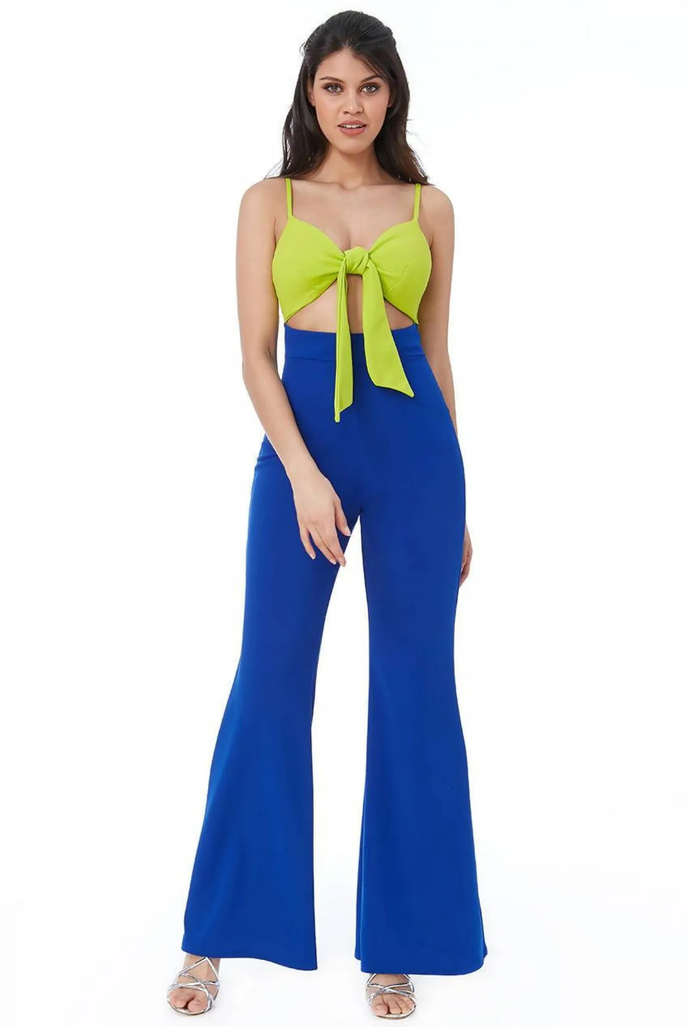 Goddiva Front Bow Tie Jumpsuit