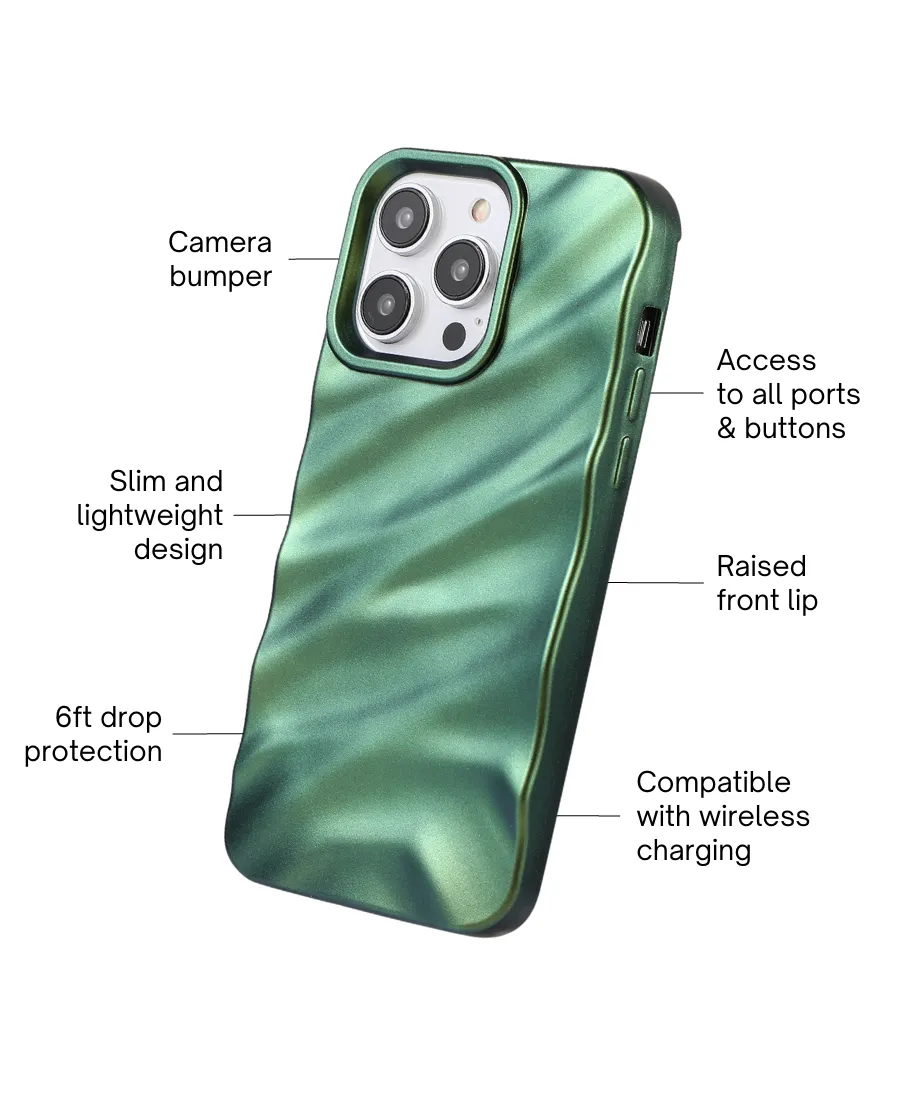 Green Chrome Ripple Phone Case