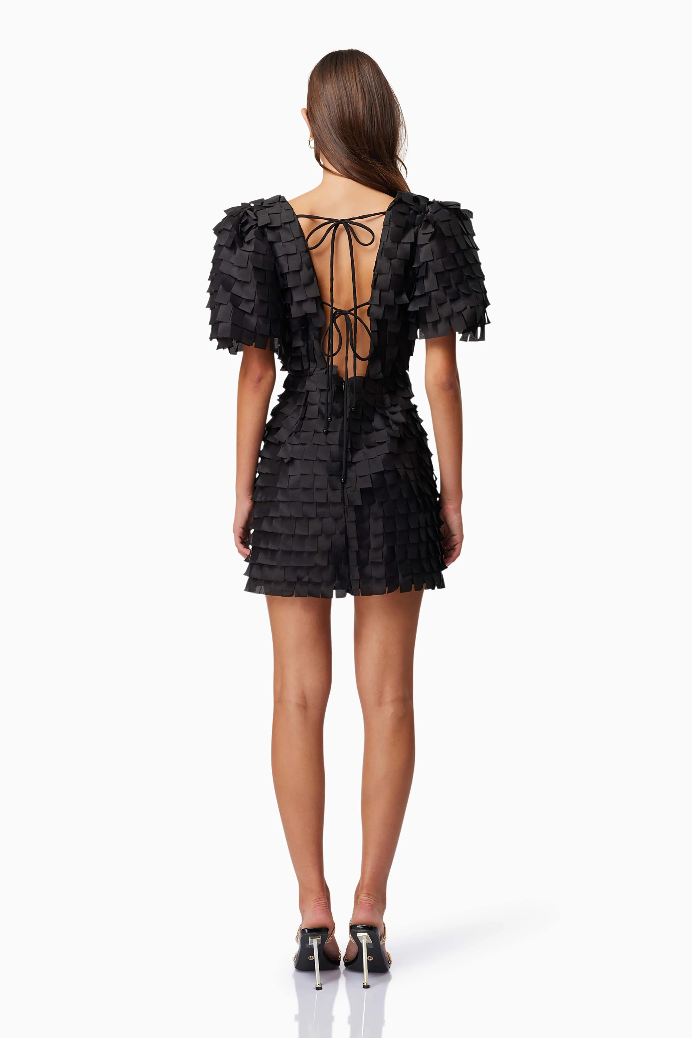 Hailey Textured 3D Mini Dress In Black