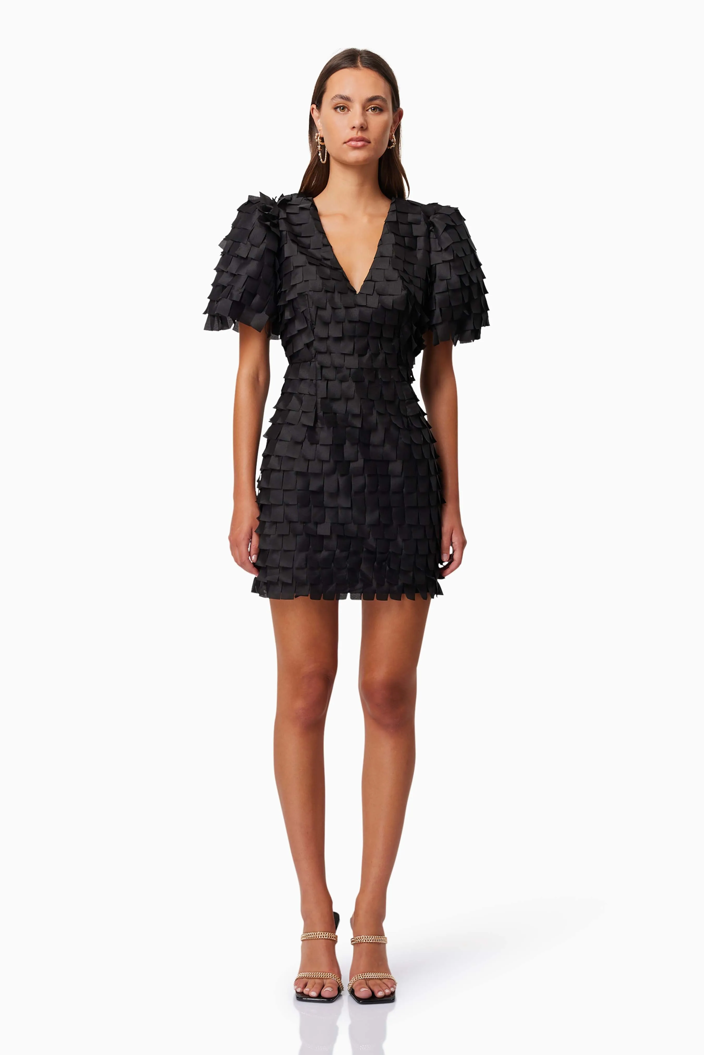 Hailey Textured 3D Mini Dress In Black