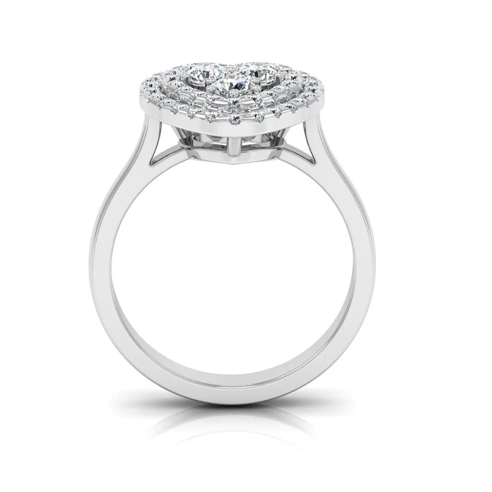 Heart Halo Brilliant Moissanite Engagement Ring