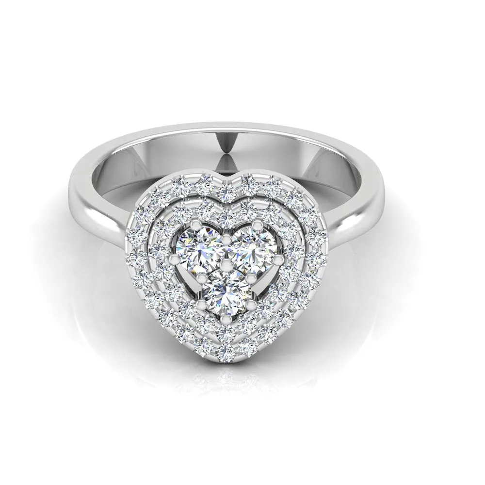 Heart Halo Brilliant Moissanite Engagement Ring