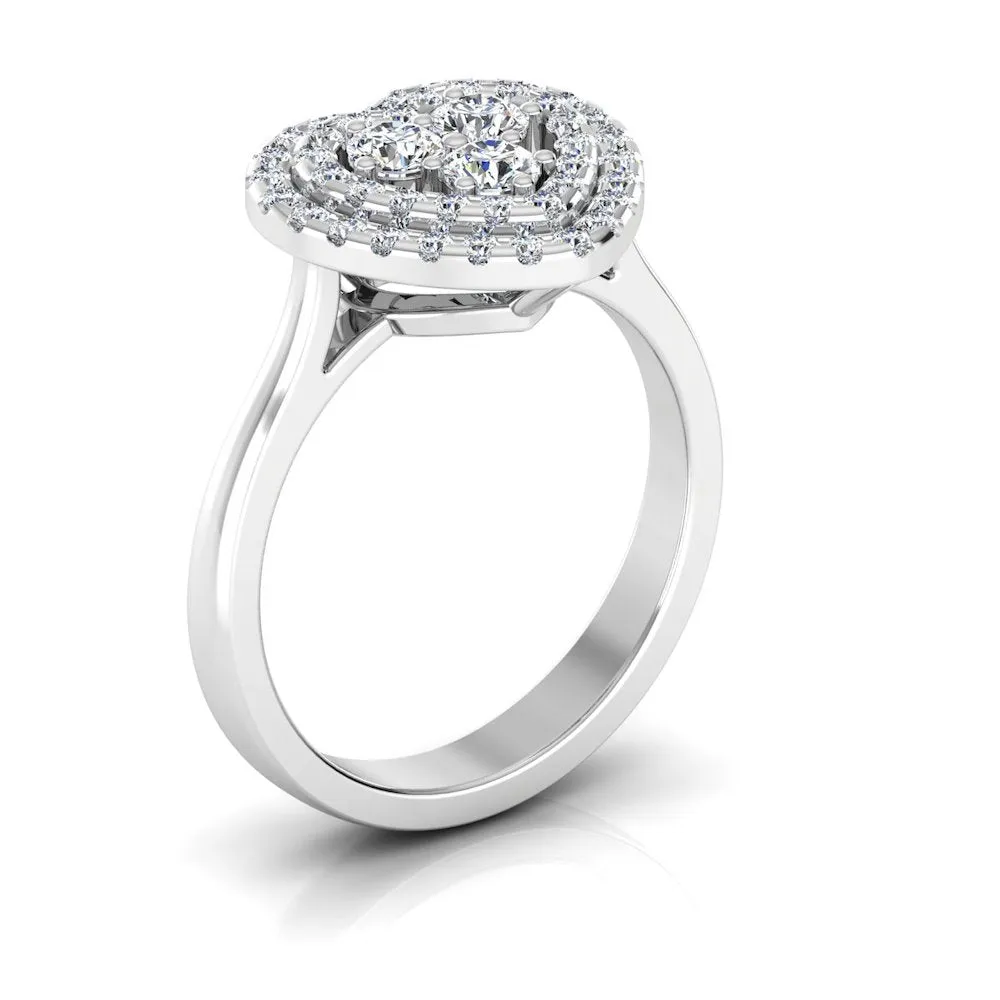 Heart Halo Brilliant Moissanite Engagement Ring