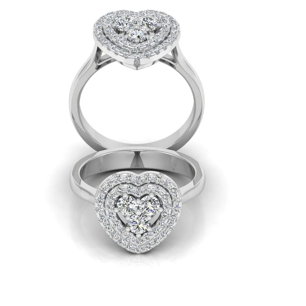 Heart Halo Brilliant Moissanite Engagement Ring