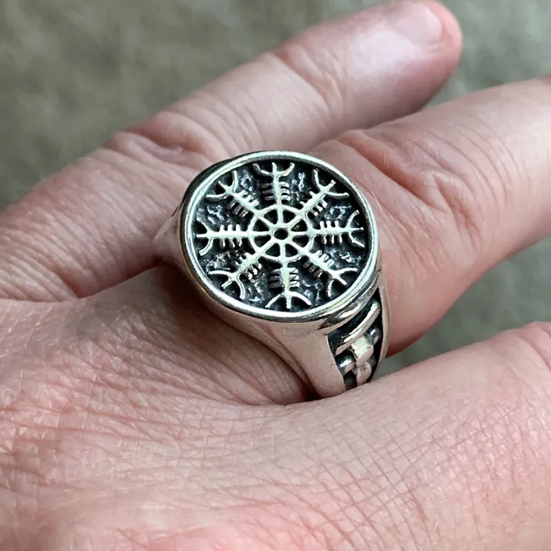 Heavy Helm of Awe Ring - Sterling Silver