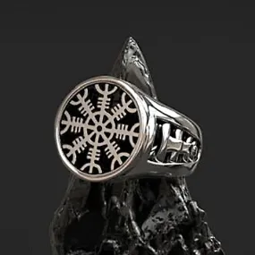 Heavy Helm of Awe Ring - Sterling Silver