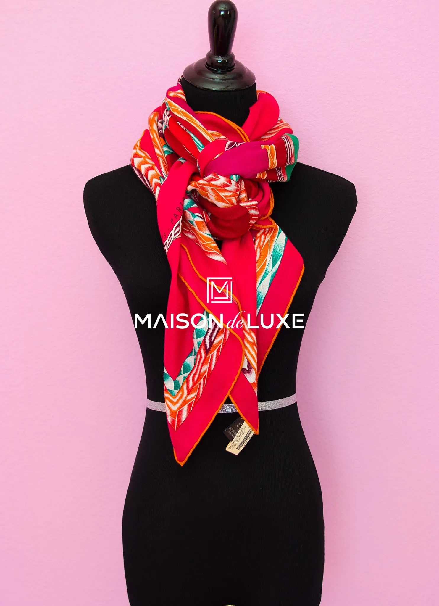 Hermes "Robe du Soir" Red Cashmere 140 GM Shawl Scarf