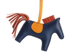 Hermès Bleu de Malte Lambskin Grigri Rodeo Horse Bag Charm PM