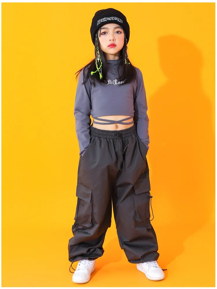 #HH9620  Hip Hop Outfit Navel Long Sleeve Top..Sold as Set or Seperates