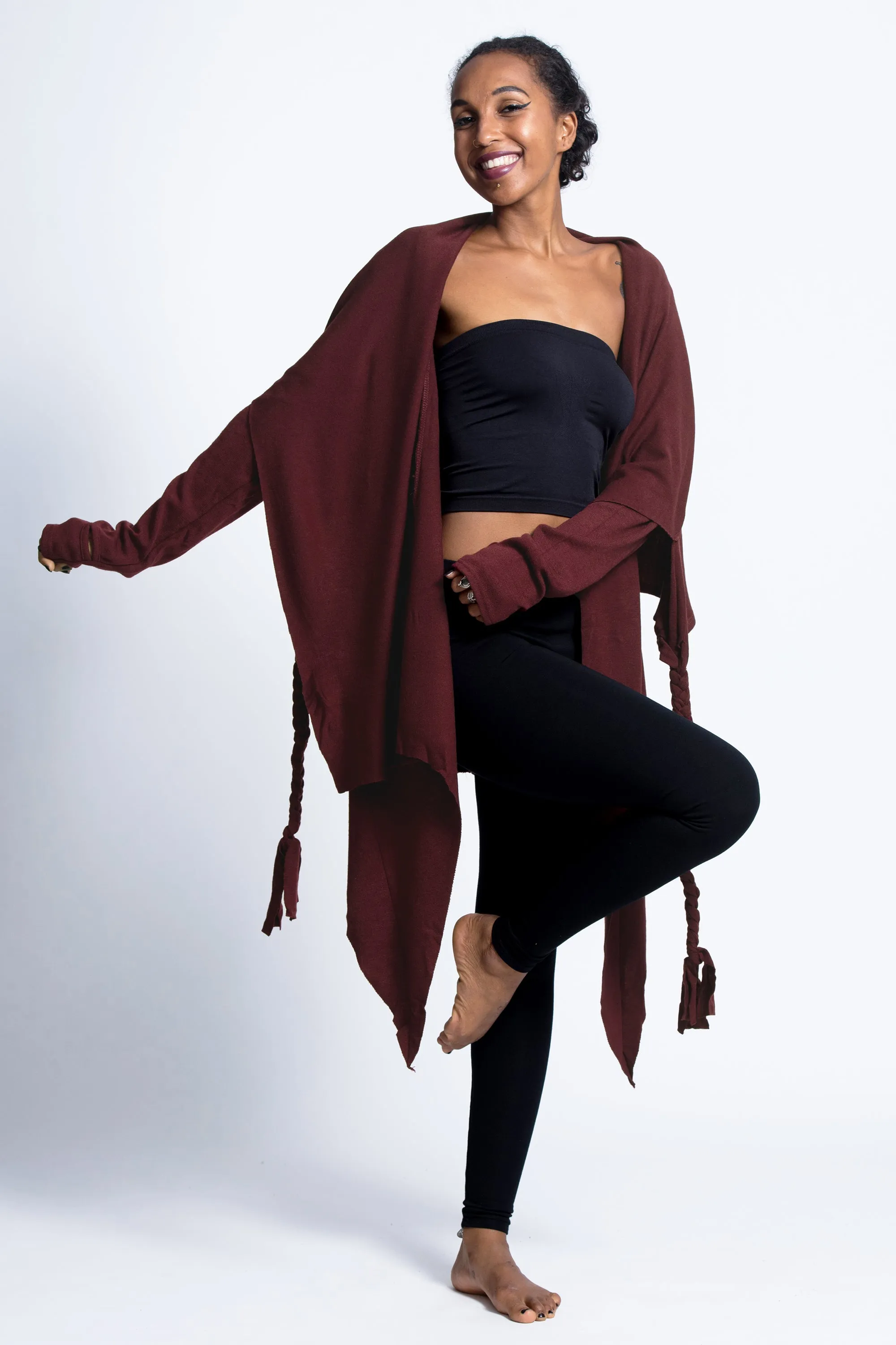 Hooded Cardigan in Maroon