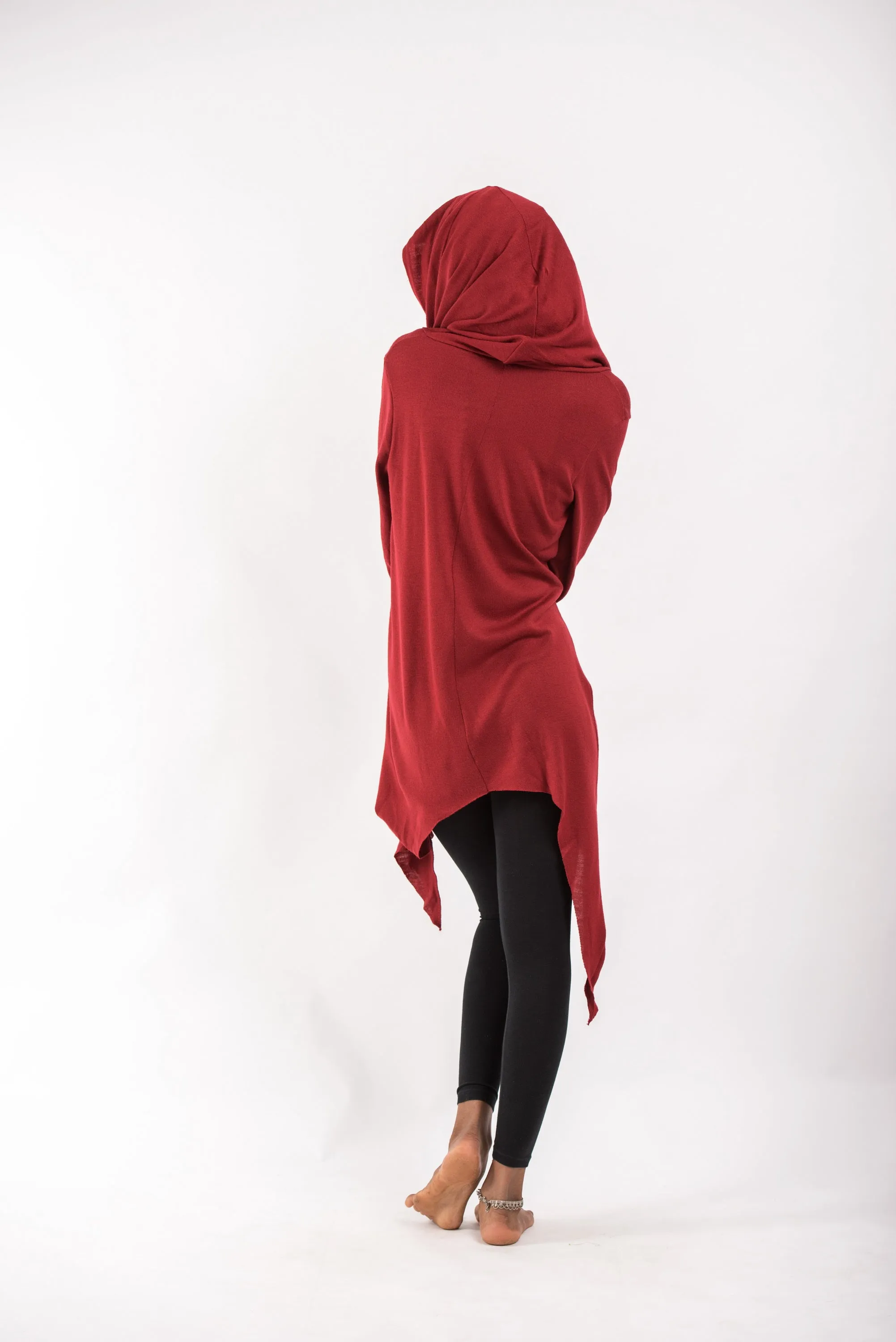 Hooded Cardigan in Red