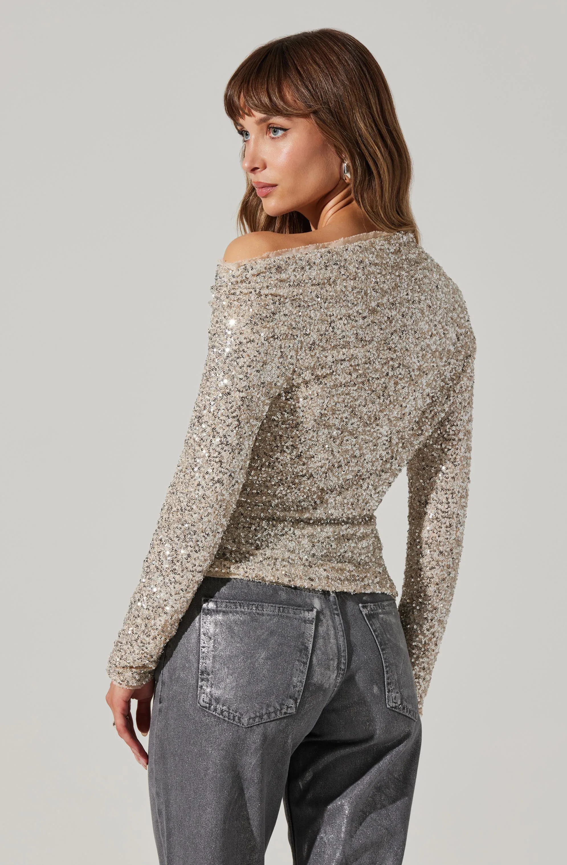 Icyln Sequin Off Shoulder Top