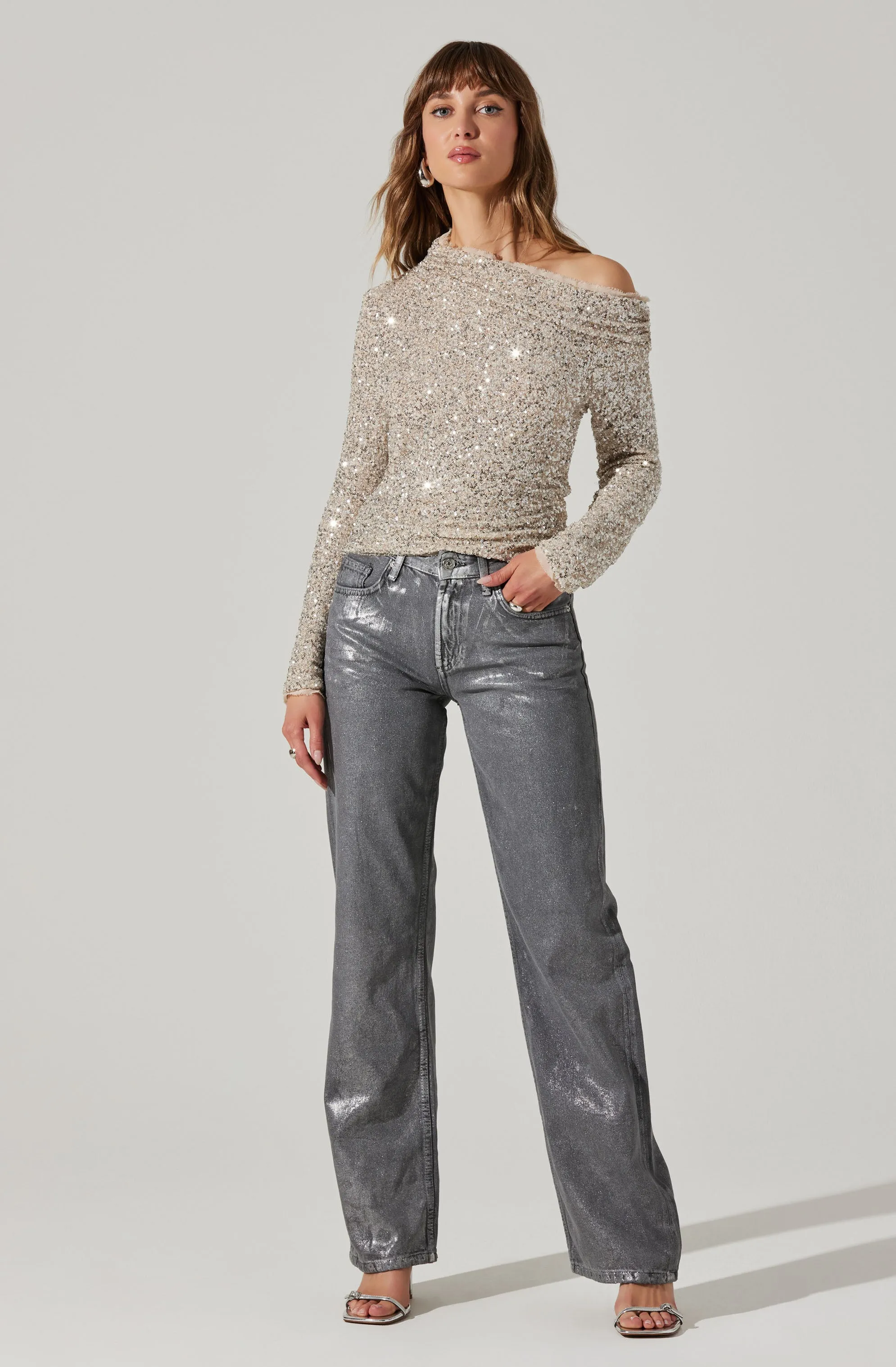 Icyln Sequin Off Shoulder Top