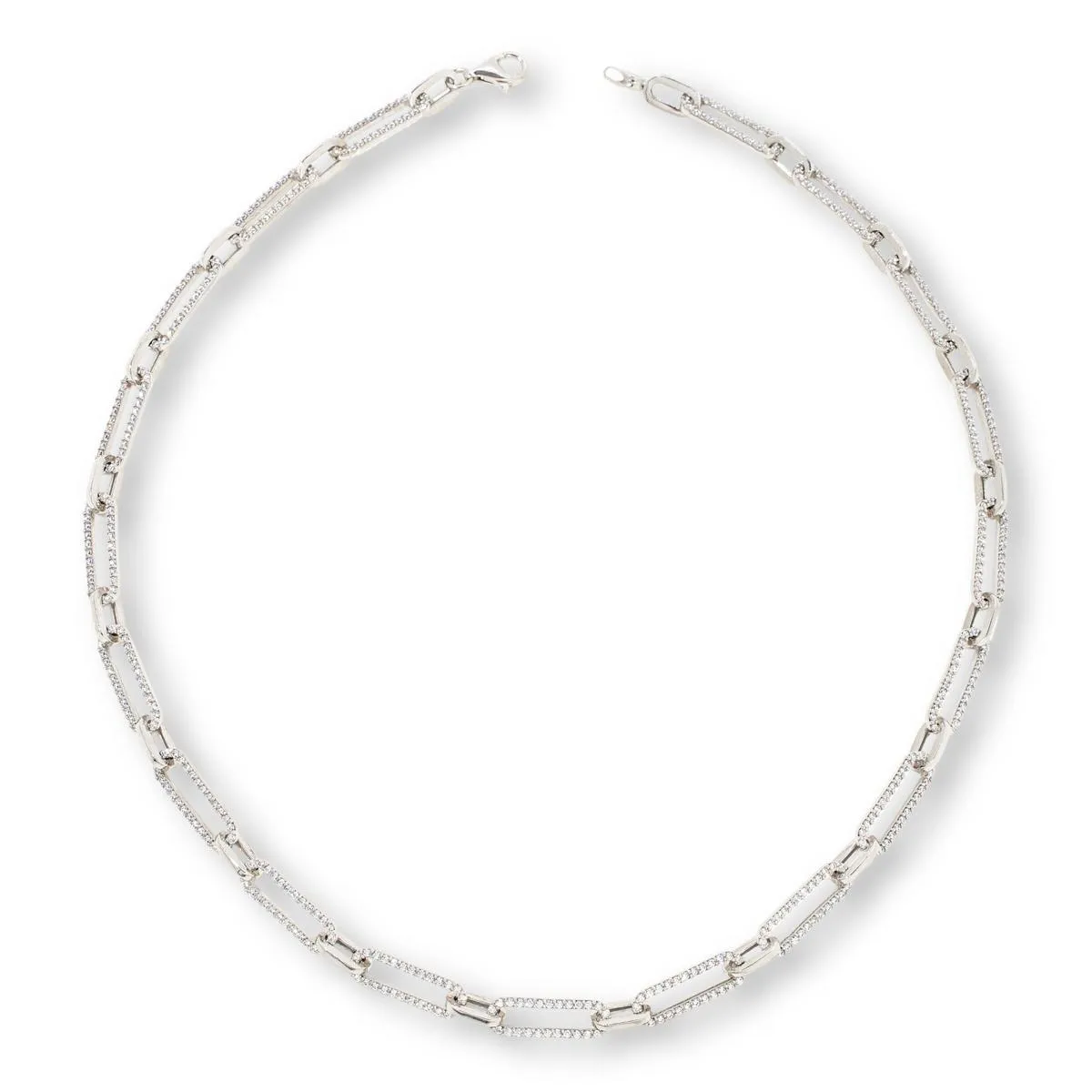 Katharine McPhee Pavé Paperclip Chain Necklace - Sterling Silver