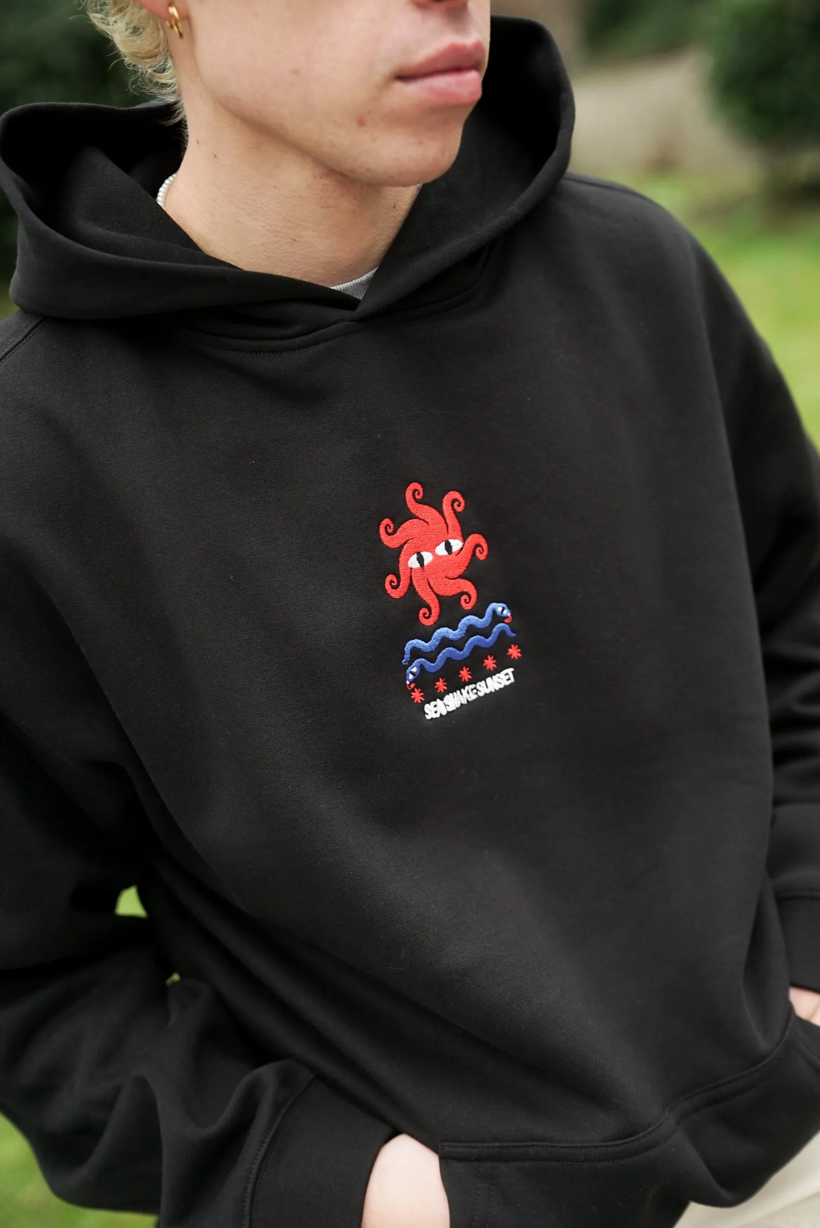 KBAR X UN:IK 'Sea Snake' Embroidered Hoodie - Black