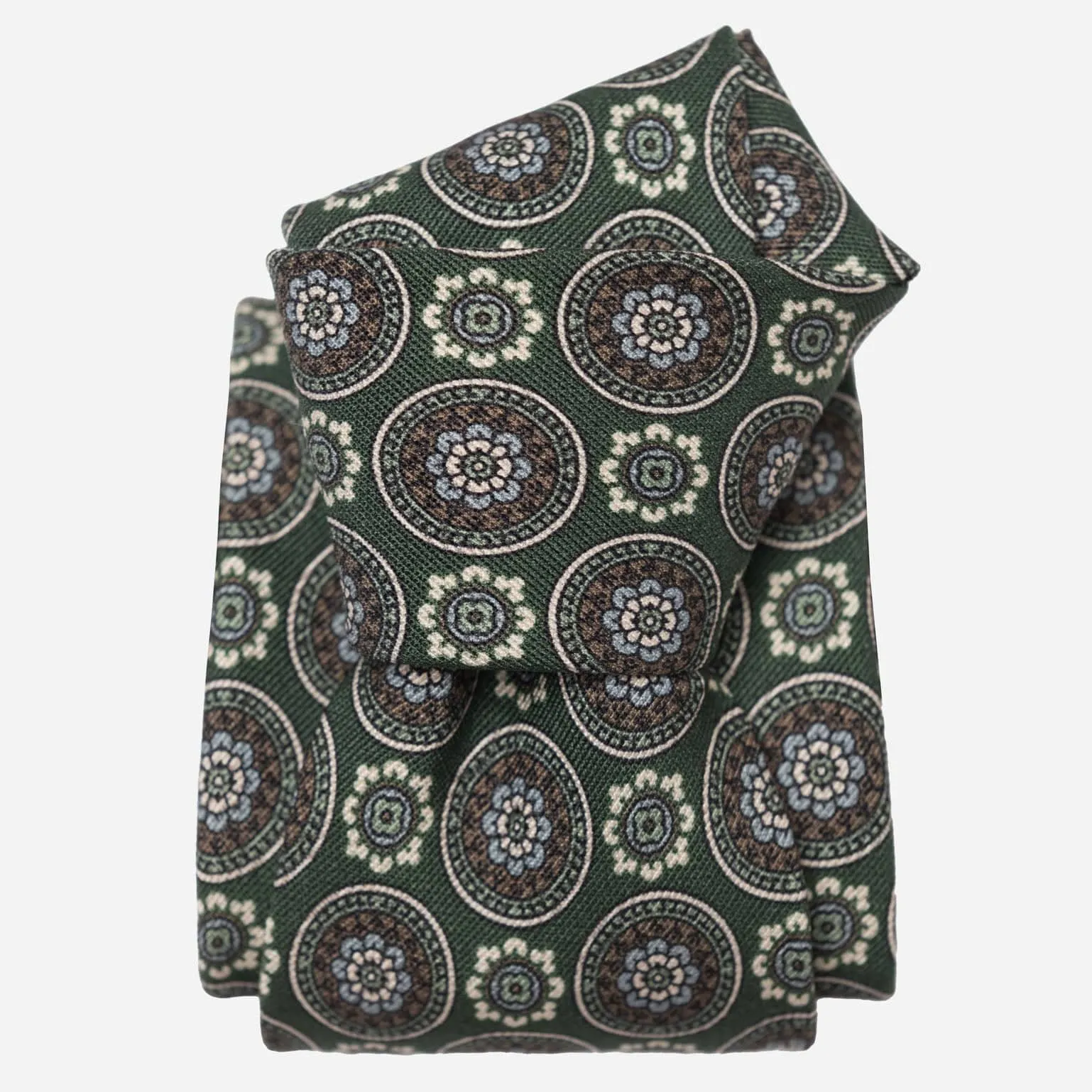 La Vigna - Printed Wool & Silk Tie - Green