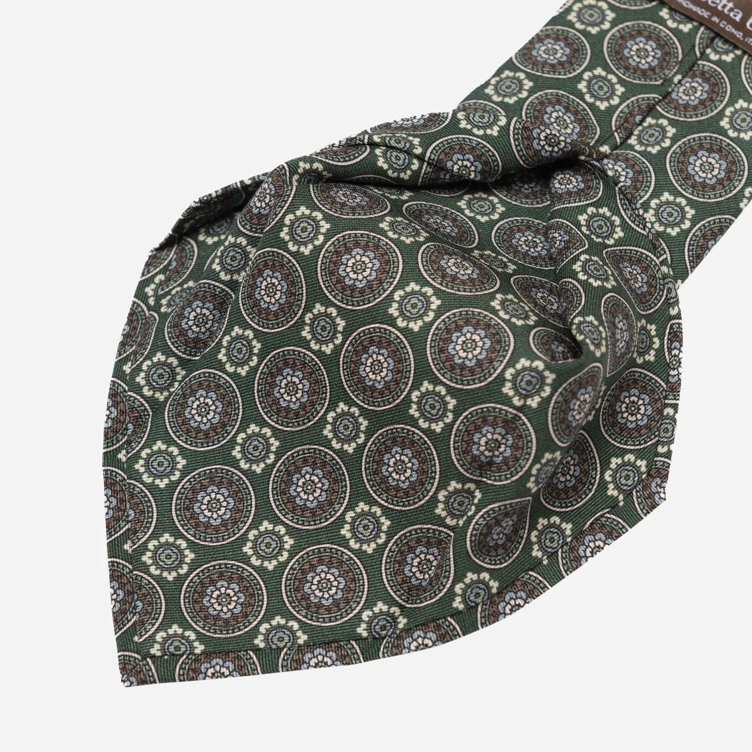 La Vigna - Printed Wool & Silk Tie - Green