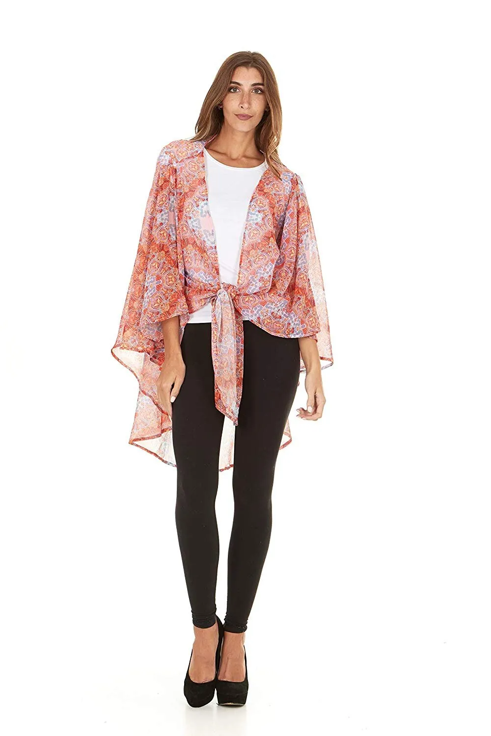 Laundry By Shelli Segal Women Loose Cold Shoulder Kaftan Kimono Cardigan Cape