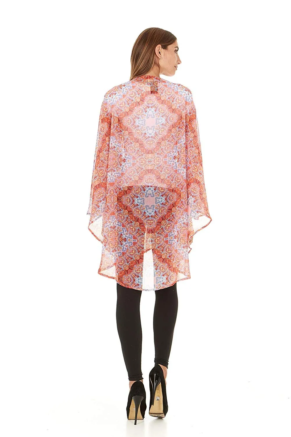 Laundry By Shelli Segal Women Loose Cold Shoulder Kaftan Kimono Cardigan Cape