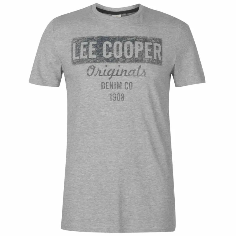 Lee Cooper Denim Co Logo T Shirt Mens Gents Crew Neck Tee Top Short Sleeve