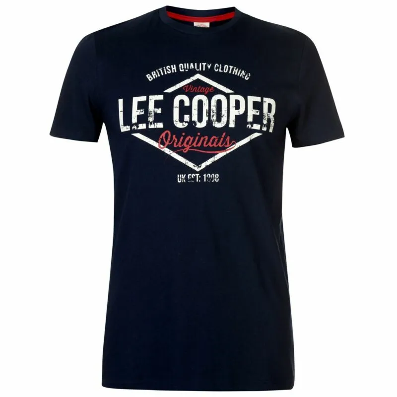 Lee Cooper Denim Co Logo T Shirt Mens Gents Crew Neck Tee Top Short Sleeve