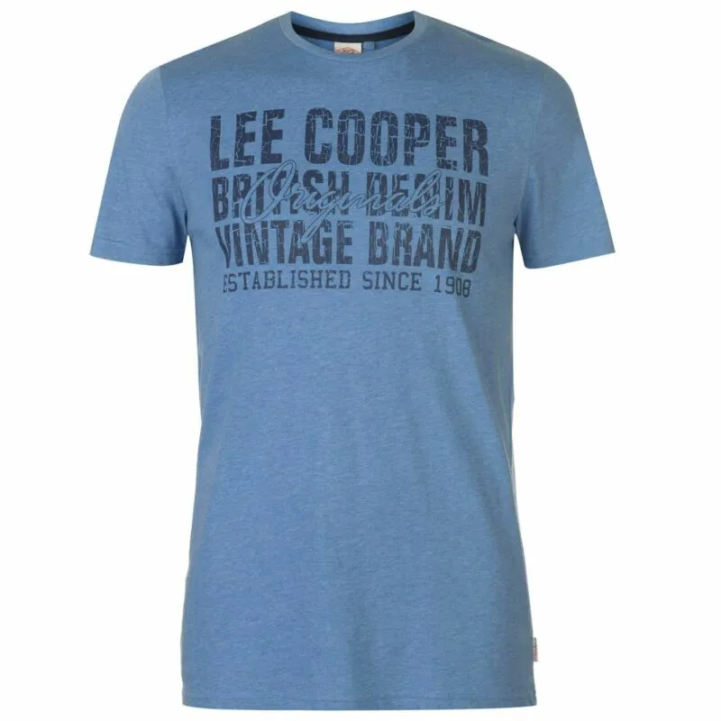 Lee Cooper Denim Co Logo T Shirt Mens Gents Crew Neck Tee Top Short Sleeve