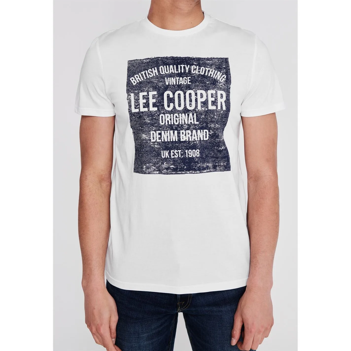 Lee Cooper Denim Co Logo T Shirt Mens Gents Crew Neck Tee Top Short Sleeve