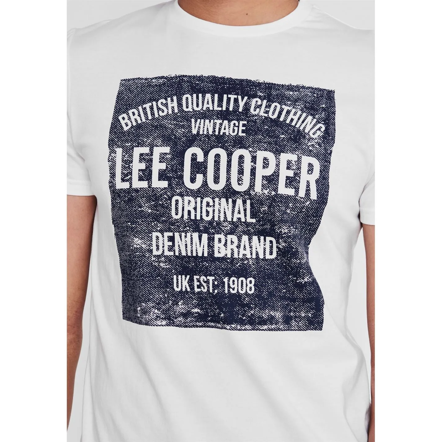 Lee Cooper Denim Co Logo T Shirt Mens Gents Crew Neck Tee Top Short Sleeve