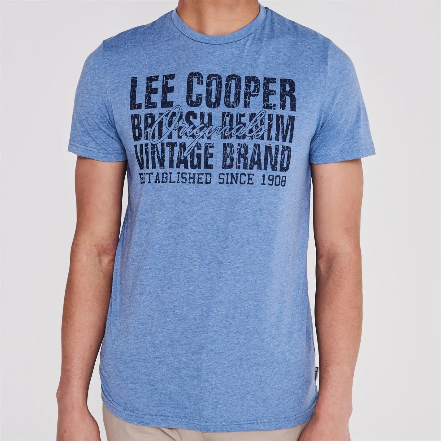 Lee Cooper Denim Co Logo T Shirt Mens Gents Crew Neck Tee Top Short Sleeve