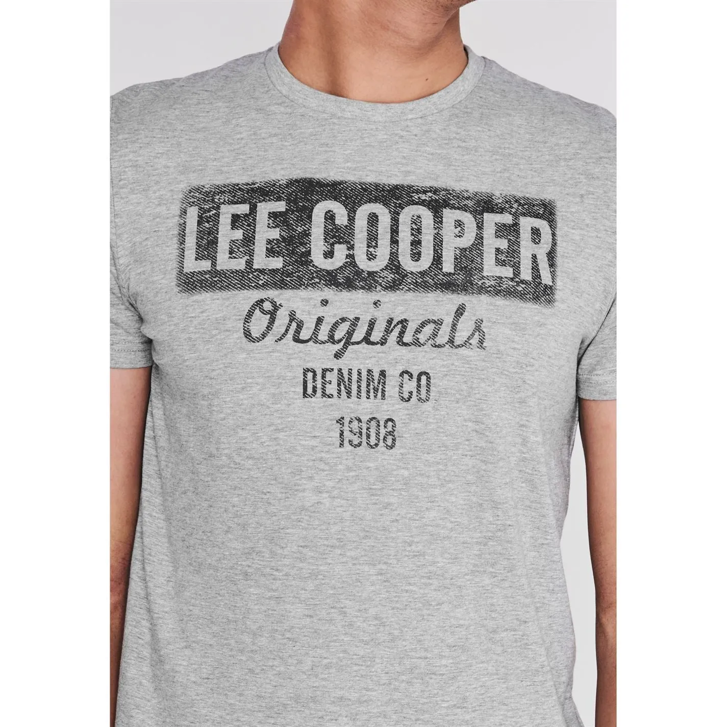 Lee Cooper Denim Co Logo T Shirt Mens Gents Crew Neck Tee Top Short Sleeve