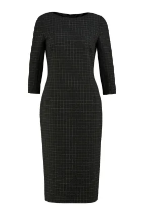 LICARIA PLAID PENCIL DRESS WITH CRYSTAL BUTTONS