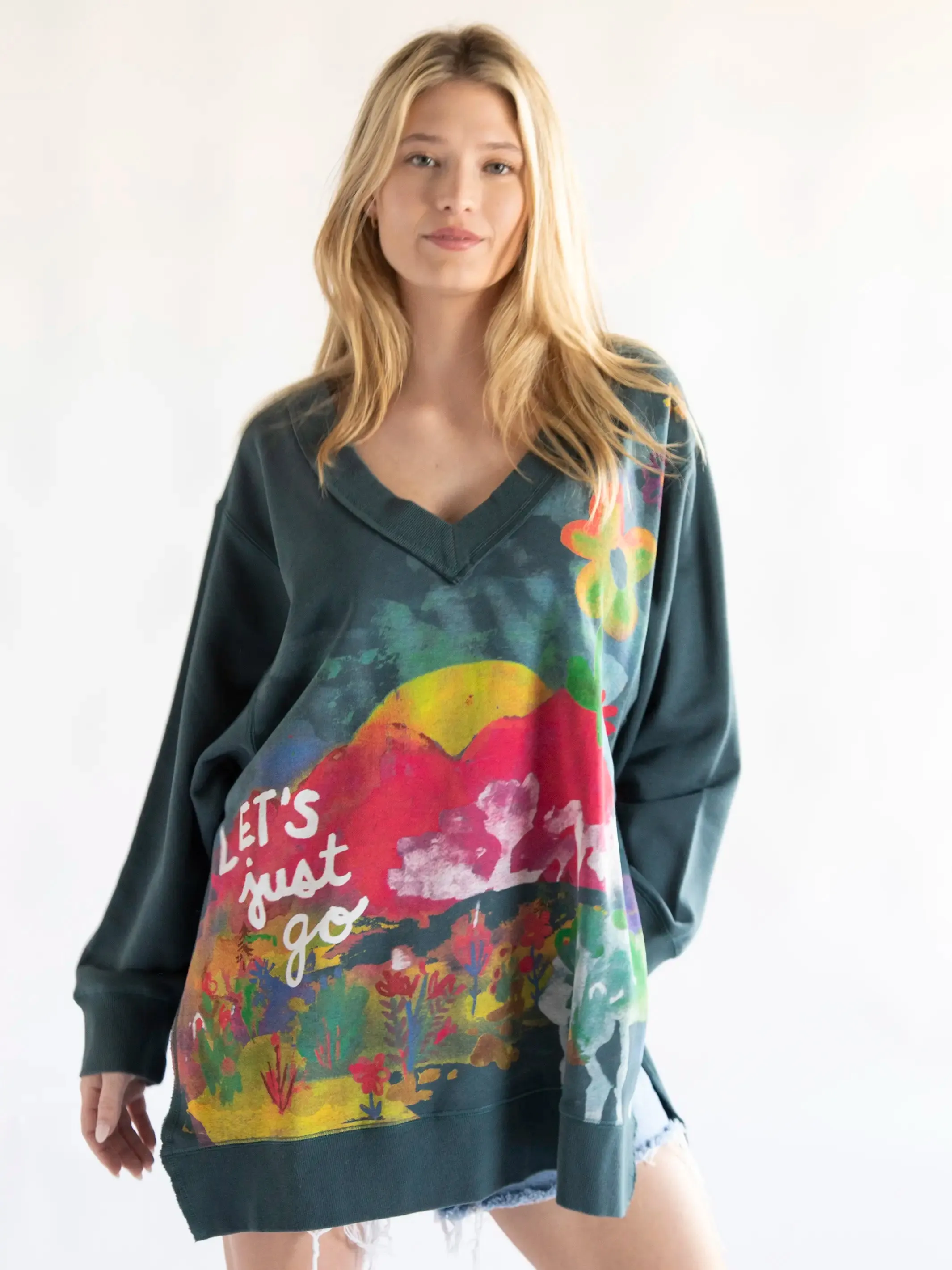 Life Is A Canvas Sweatshirt - Let's Just Go Slate