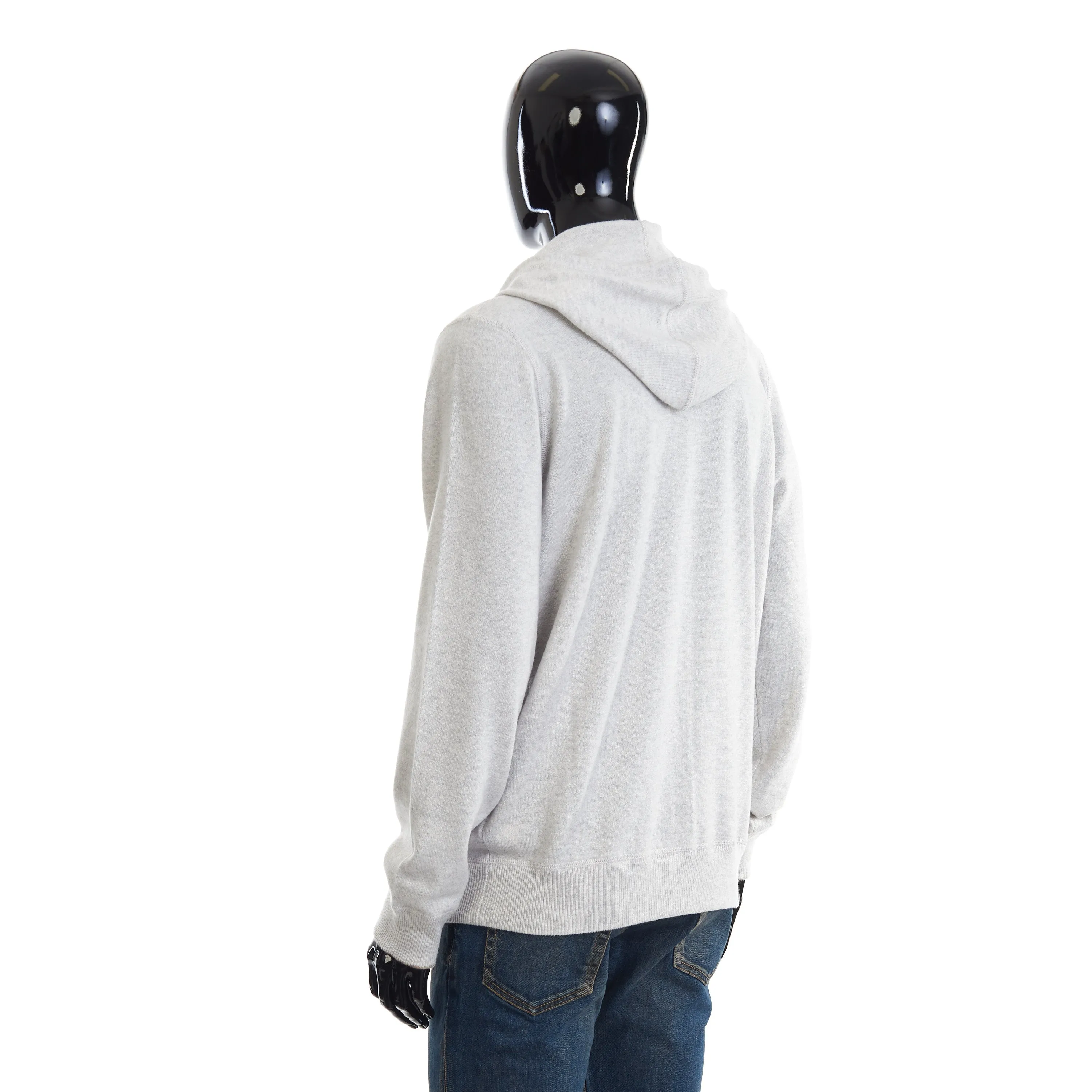 Light Grey Cashmere Sweatshirt-Style Cardigan With Hood