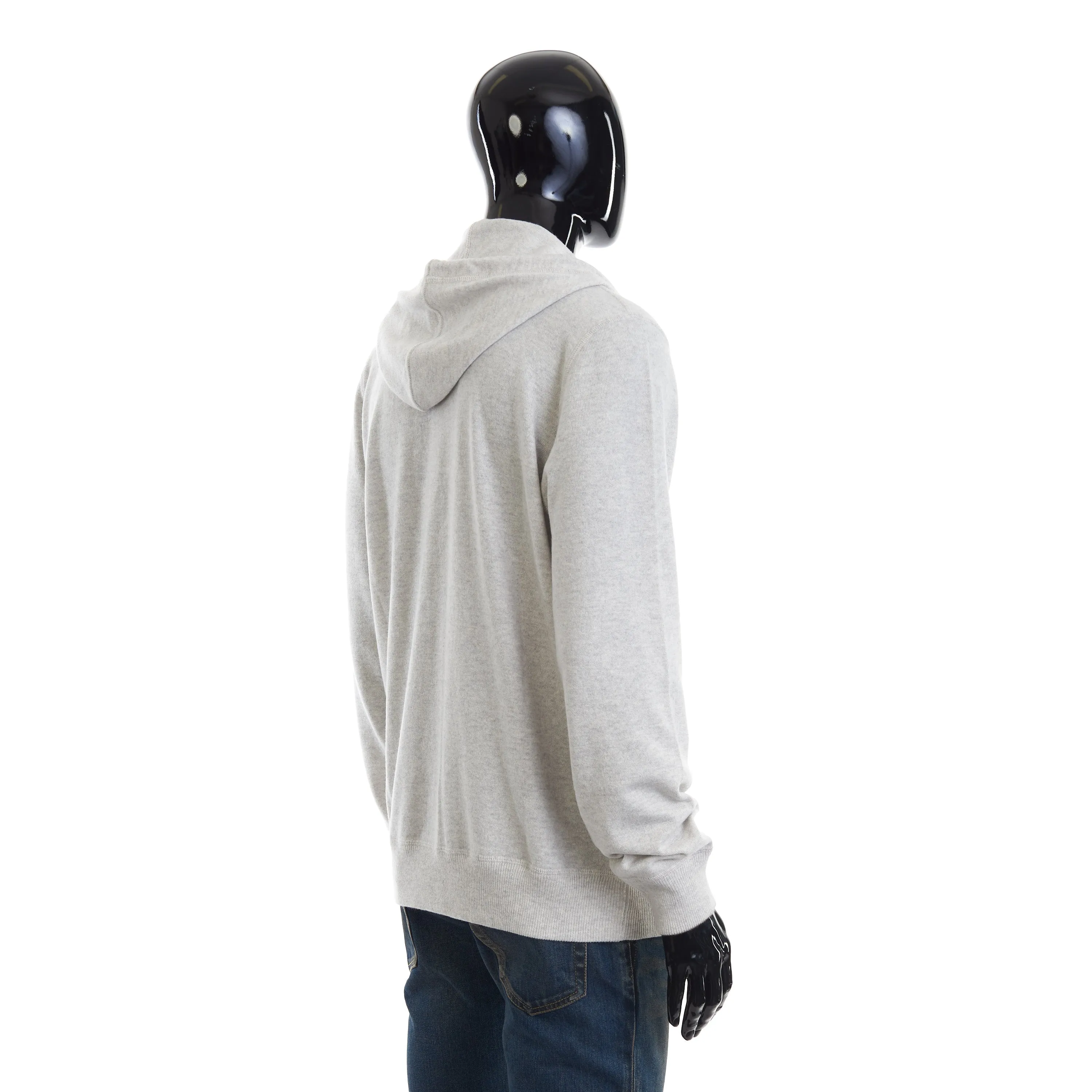 Light Grey Cashmere Sweatshirt-Style Cardigan With Hood