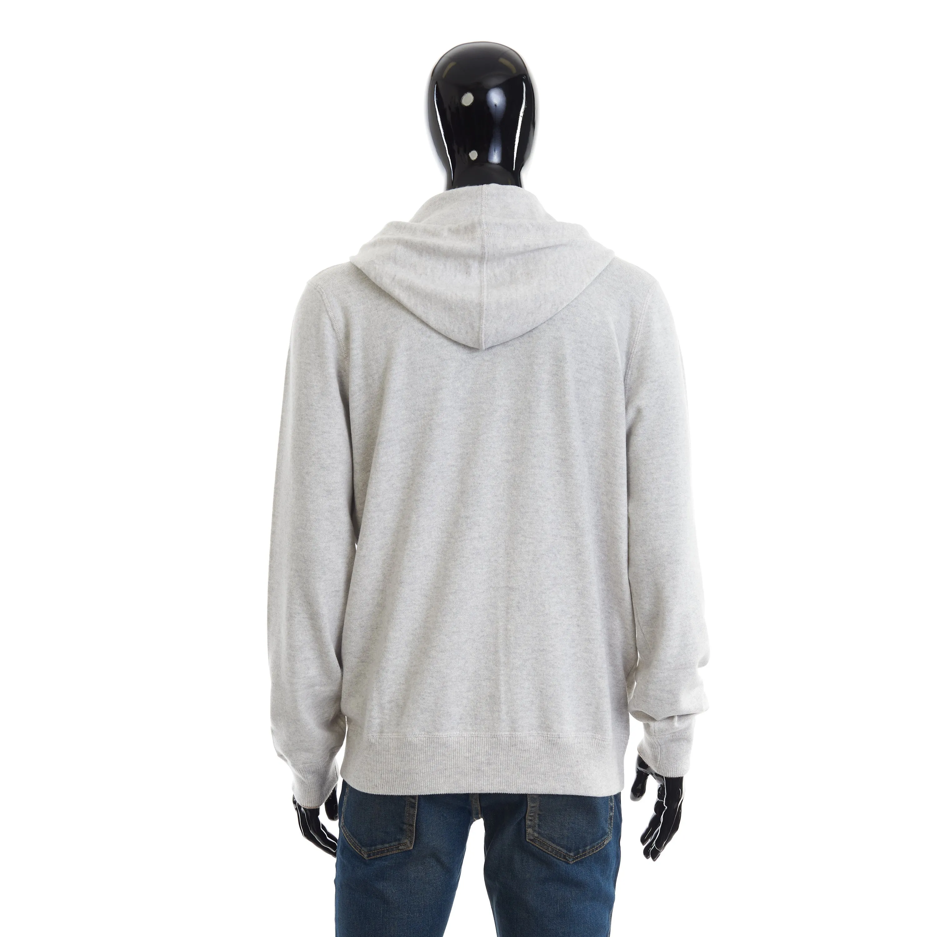 Light Grey Cashmere Sweatshirt-Style Cardigan With Hood