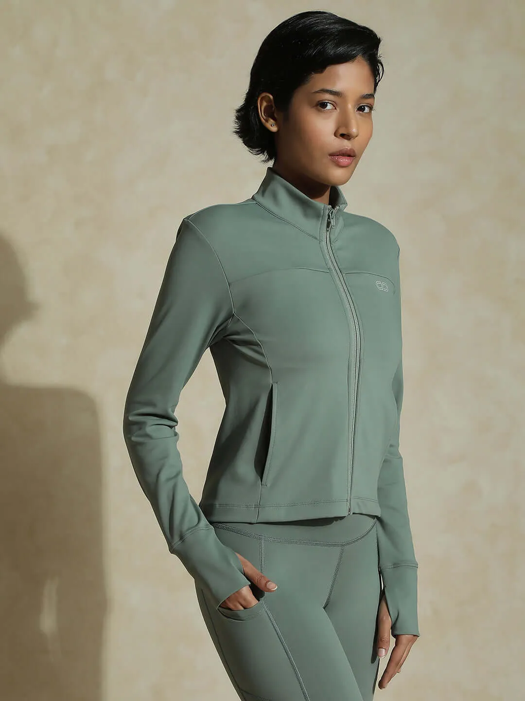 Light Sage Aero fit Athletic Jacket & Aura Leggings