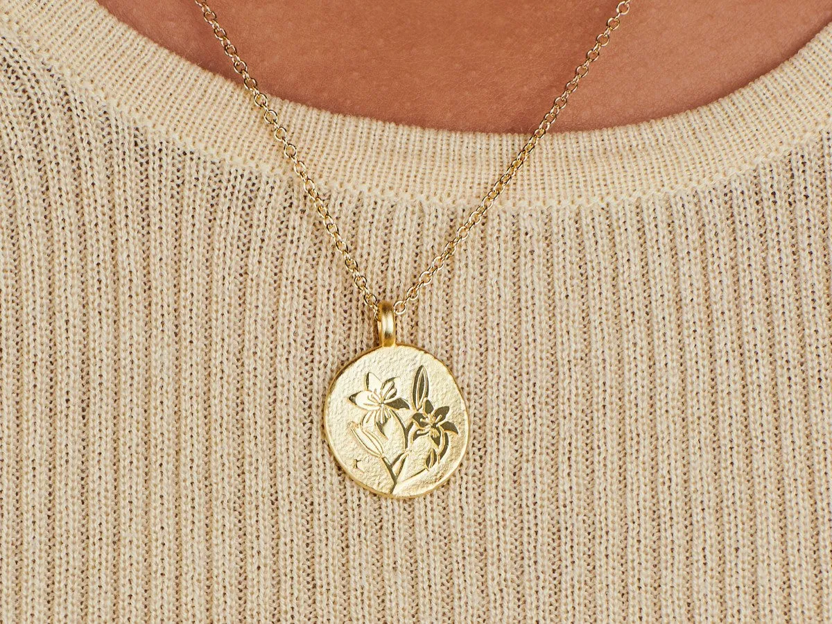 Lily Birth Flower Necklace - May