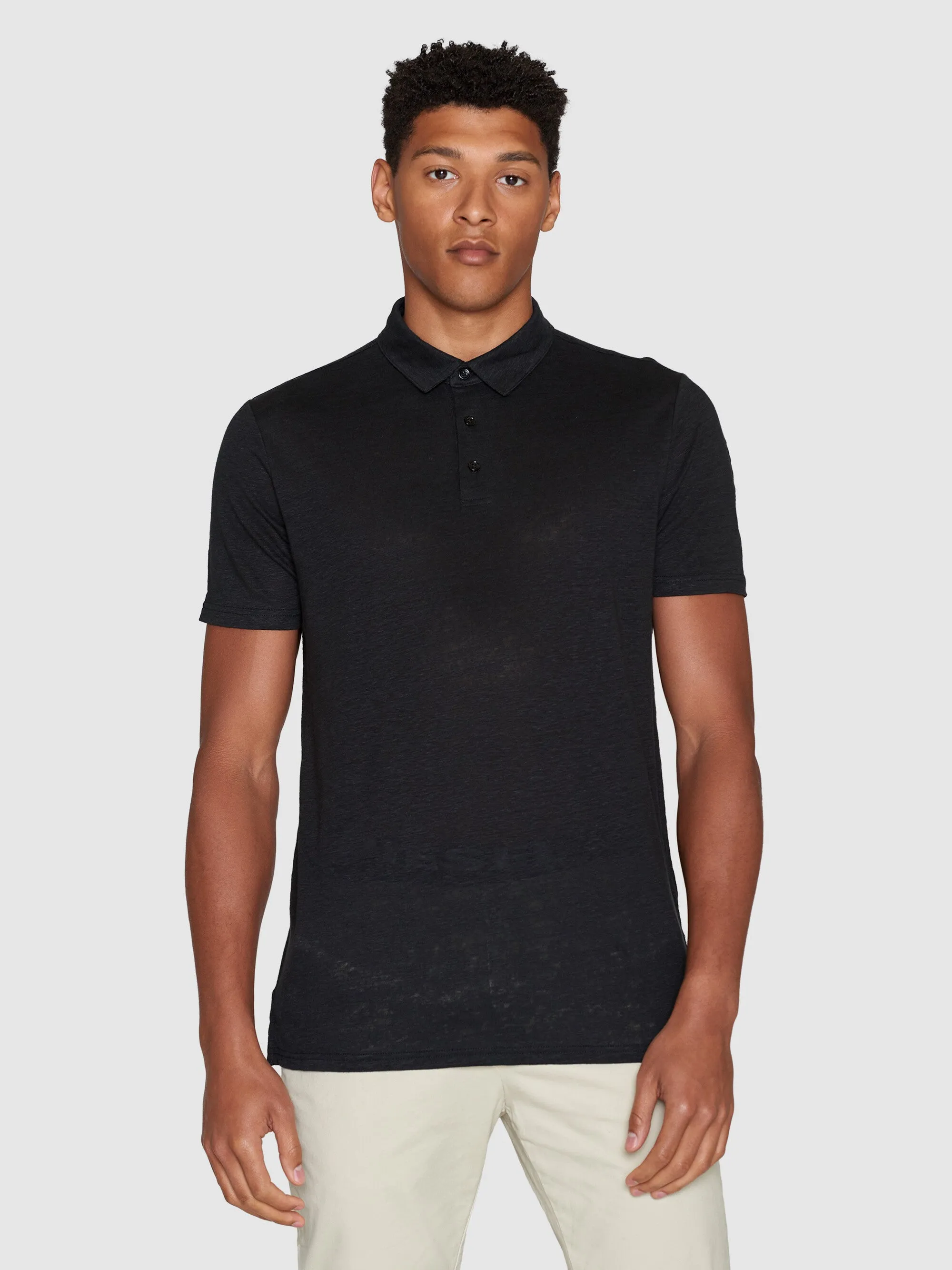 Linen polo - Black Jet