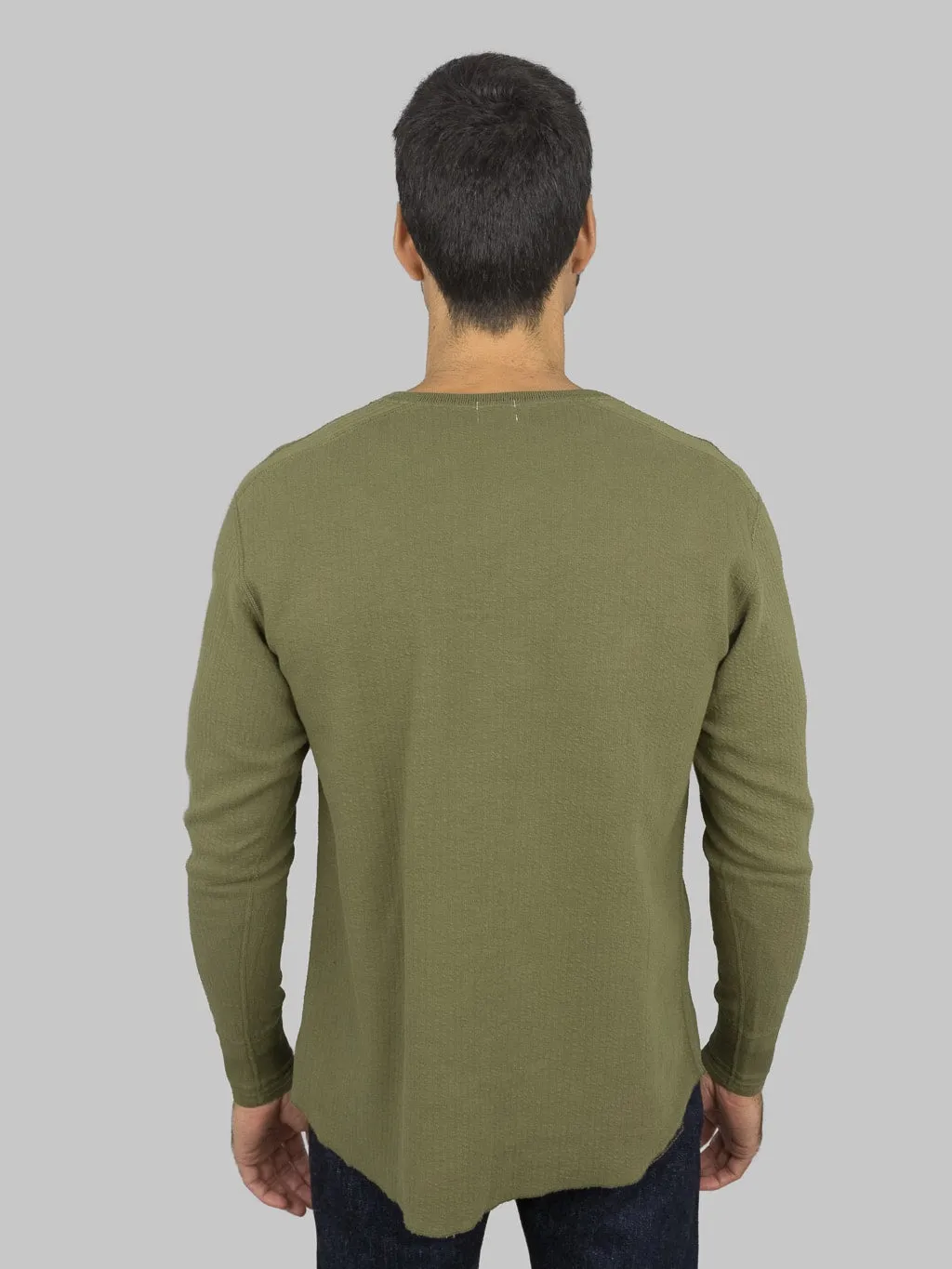 Loop & Weft Double Face Jacquard Crewneck Thermal Army Olive