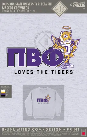 Louisiana State University Pi Beta Phi - Mascot Crewneck - Hanes - F260 - Sweatshirt - Ash