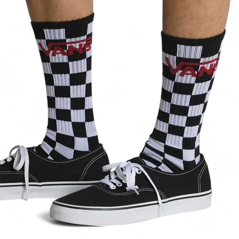 Medias Vans Classic Crew Tripack Negro Blanco Cuadrille